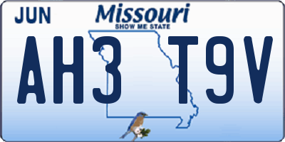 MO license plate AH3T9V