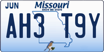 MO license plate AH3T9Y