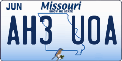 MO license plate AH3U0A