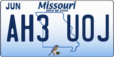 MO license plate AH3U0J