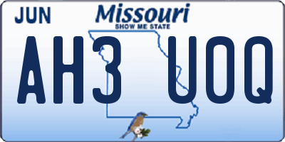MO license plate AH3U0Q