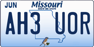MO license plate AH3U0R