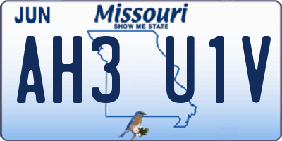 MO license plate AH3U1V