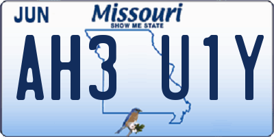 MO license plate AH3U1Y
