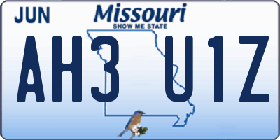 MO license plate AH3U1Z