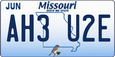 MO license plate AH3U2E