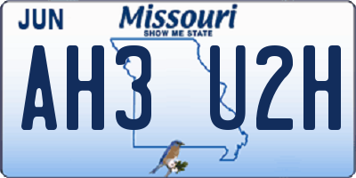 MO license plate AH3U2H