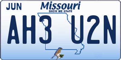 MO license plate AH3U2N