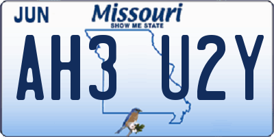 MO license plate AH3U2Y