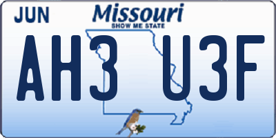 MO license plate AH3U3F