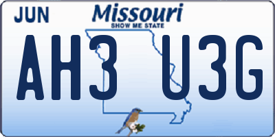 MO license plate AH3U3G