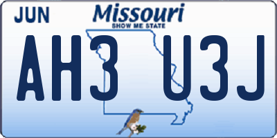 MO license plate AH3U3J