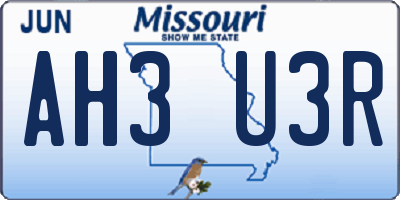 MO license plate AH3U3R
