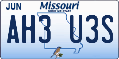 MO license plate AH3U3S
