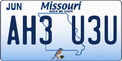 MO license plate AH3U3U