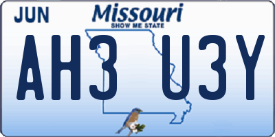 MO license plate AH3U3Y