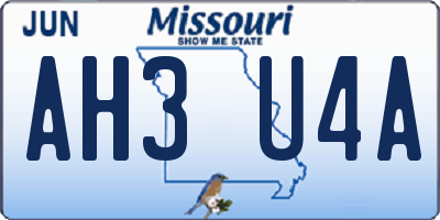 MO license plate AH3U4A