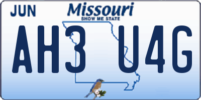 MO license plate AH3U4G