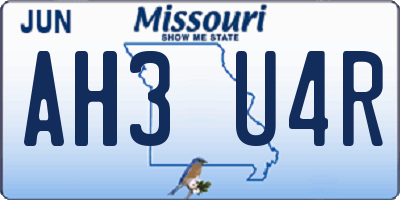 MO license plate AH3U4R