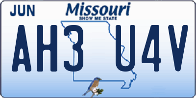 MO license plate AH3U4V
