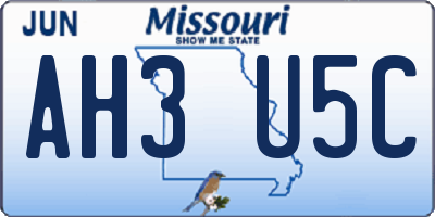 MO license plate AH3U5C