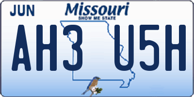 MO license plate AH3U5H