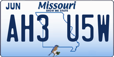 MO license plate AH3U5W