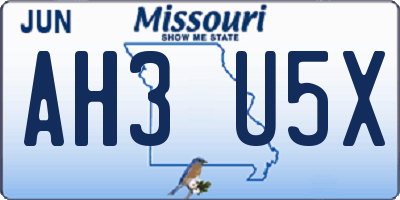 MO license plate AH3U5X