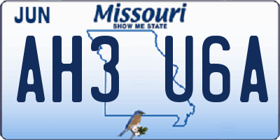 MO license plate AH3U6A