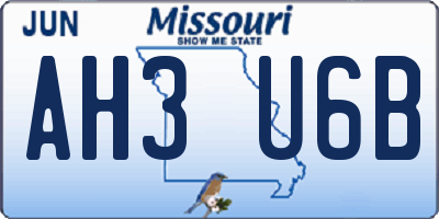 MO license plate AH3U6B