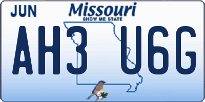 MO license plate AH3U6G