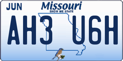 MO license plate AH3U6H