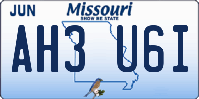 MO license plate AH3U6I