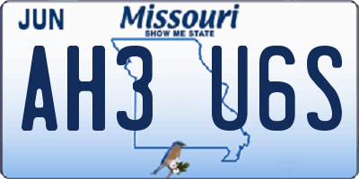 MO license plate AH3U6S