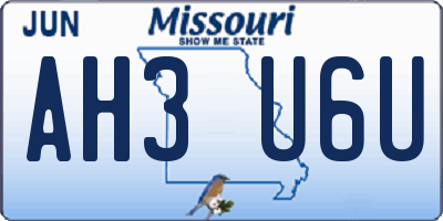 MO license plate AH3U6U