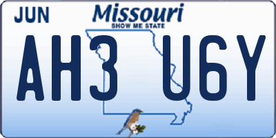 MO license plate AH3U6Y