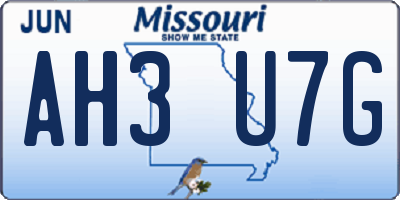 MO license plate AH3U7G