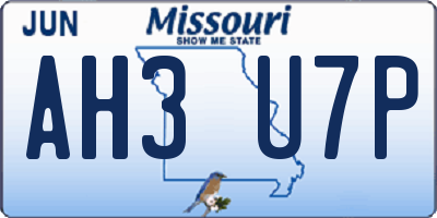 MO license plate AH3U7P