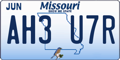 MO license plate AH3U7R