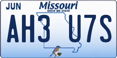 MO license plate AH3U7S