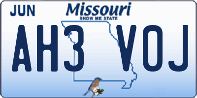 MO license plate AH3V0J