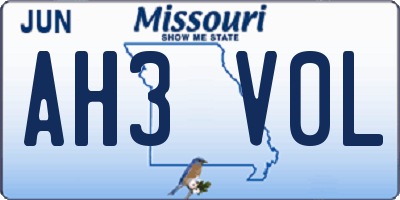 MO license plate AH3V0L