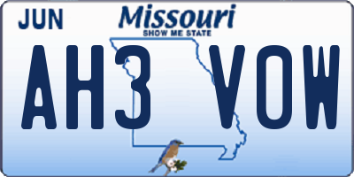 MO license plate AH3V0W