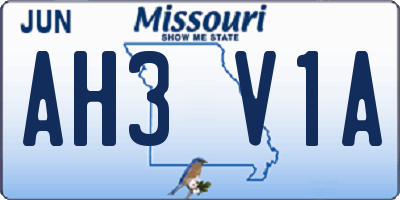 MO license plate AH3V1A