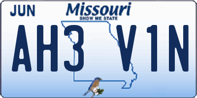 MO license plate AH3V1N