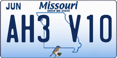 MO license plate AH3V1O