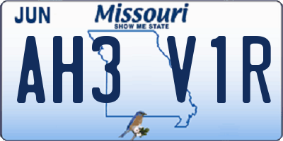 MO license plate AH3V1R