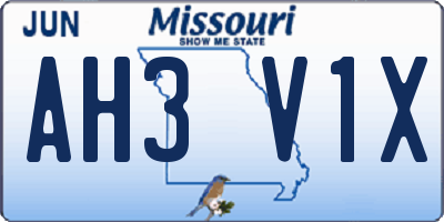 MO license plate AH3V1X