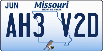 MO license plate AH3V2D