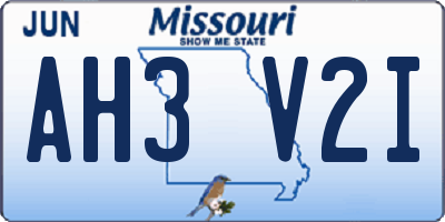 MO license plate AH3V2I
